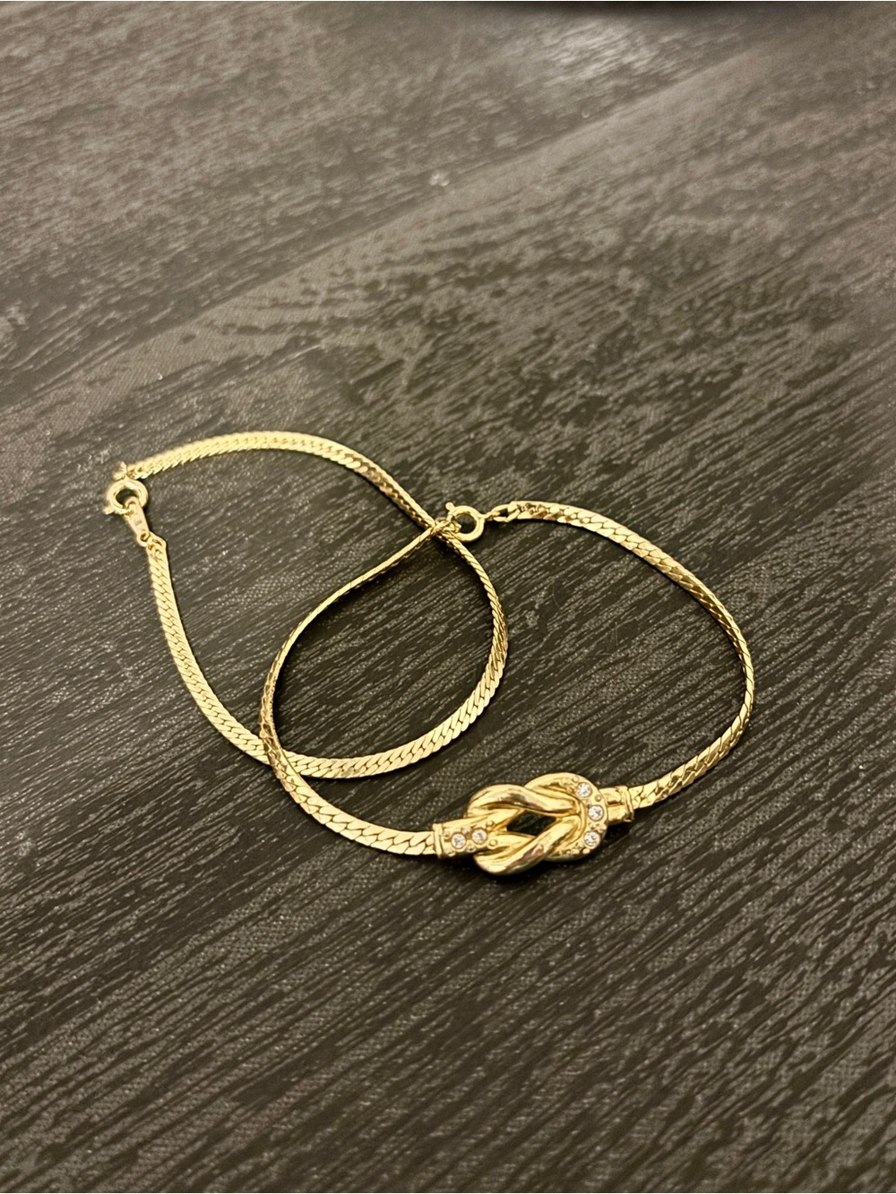 Gold-Tone Love Knot & Herringbone Bracelets